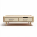 Wooden coffee table with two drawers in natural finish 120 x 60 x 40cm