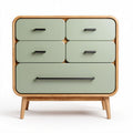Green dresser cabinet with five drawers and wooden legs 90 x 40 x 80cm