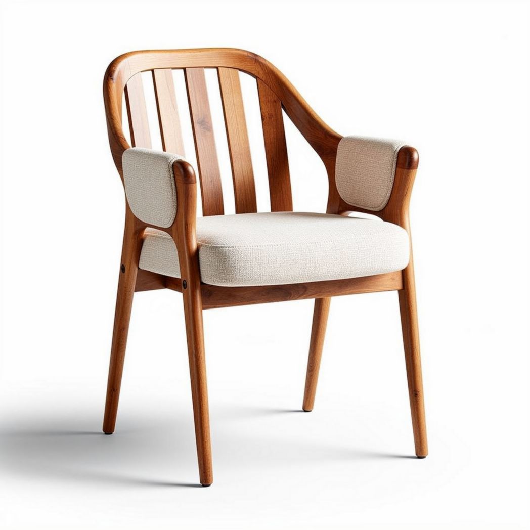 Wooden armchair with fabric seat and backrest for living room use 60 x 60 x 80cm
