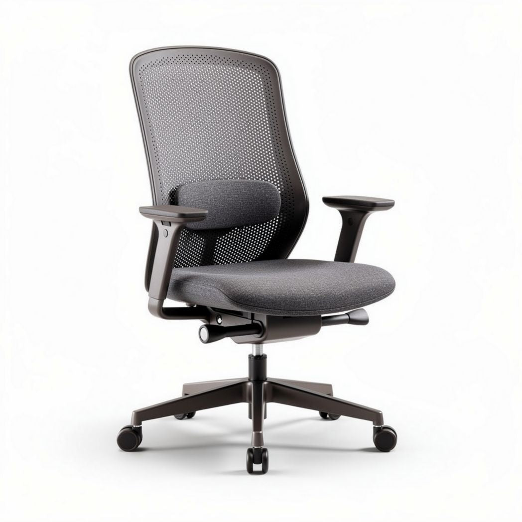 Mesh office chair with adjustable height and ergonomic design in black