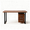 Wooden desk with three drawers and metal legs 120 x 60 x 75cm brown