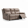 Reclining leather sofa with adjustable headrest in light brown 200 x 90 x 100cm