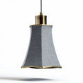 Gray fabric pendant light with brass accents 30 x 30 x 35cm