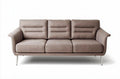 Modern three-seat sofa in light brown fabric with metal legs 220 x 85 x 85cm